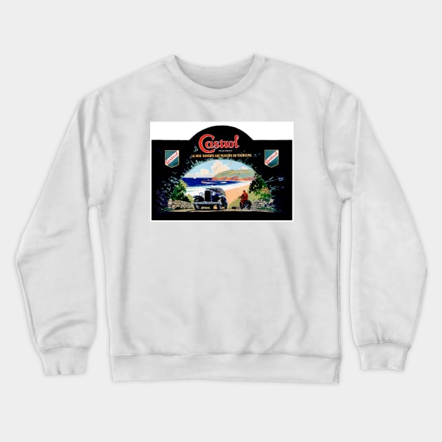 Vintage Advertising Poster France Castrol Crewneck Sweatshirt by vintagetreasure